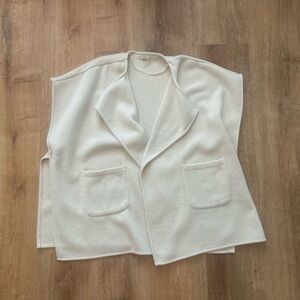 Cream Sleeveless Open Front Cardigan